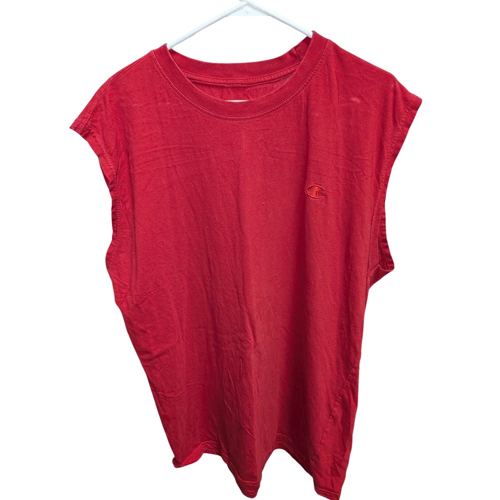 Champion Mens 3XLT Red Sleeveless Muscle Tee Cotton Athletic Shirt Embroidered